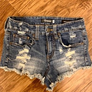 Eunina Mid Rise Shortie denim shorts
